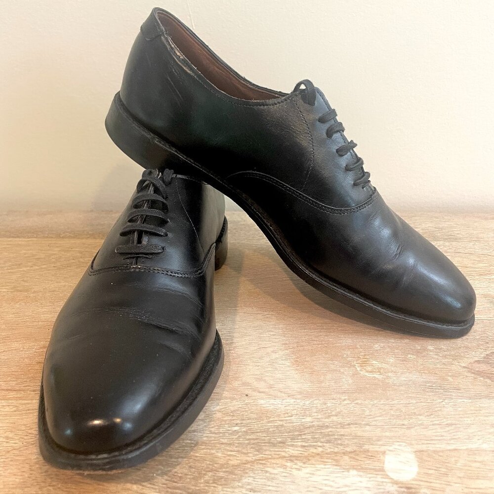 ALLEN EDMONDS CARLYLE Plain-Toe Men's Leather Oxford Dress Shoes Black Size 9.5